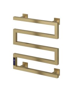 Reina Vispa Brushed Brass dry electric heated towel rail — 510mm x 500mm front view product image