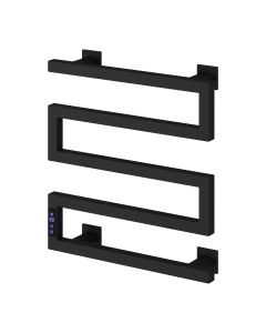 Reina Vispa Matt Black dry electric heated towel rail — 510mm x 500mm front view product image