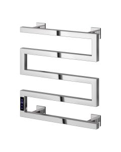 Reina Vispa Polished Stainless Steel dry electric heated towel rail — 510mm x 500mm front view product image