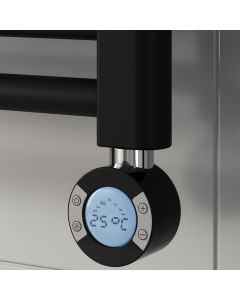Reina black weekly programmable thermostatic control – IP44 element with 7-day timer and child lock