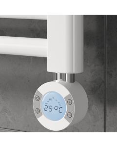 Reina white weekly programmable thermostatic control – IP44 element with 7-day timer and child lock