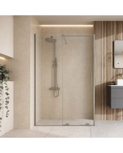 1000mm sliding shower door in brushed nickel - 8mm glass - lifestyle view - DUSC Momentum - Scudo Momentum alternative