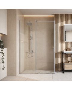1000mm sliding shower door in chrome - 8mm glass - lifestyle view - DUSC Momentum - Scudo Momentum alternative