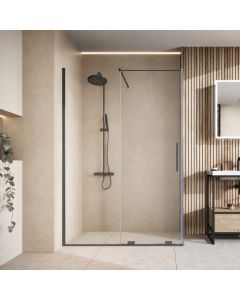 1000mm sliding shower door in gunmetal - 8mm glass - lifestyle view - DUSC Momentum - Scudo Momentum alternative