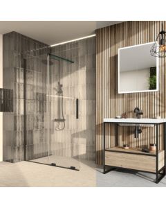 1000mm sliding shower door in black - 8mm glass - lifestyle view - DUSC Momentum - Scudo Momentum alternative