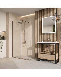 700mm shower side panel in brushed bronze - 8mm glass corner enclosure - DUSC Momentum - Scudo Momentum alternative
