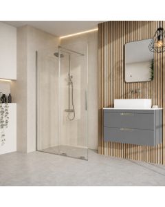 700mm shower side panel in brushed nickel - 8mm glass corner enclosure - DUSC Momentum - Scudo Momentum alternative