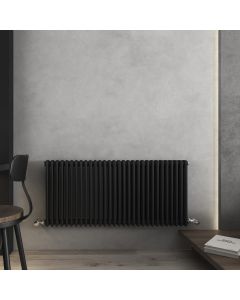 Vintage Traditional Horizontal 3 Column Radiator -600Hx1355W - Black