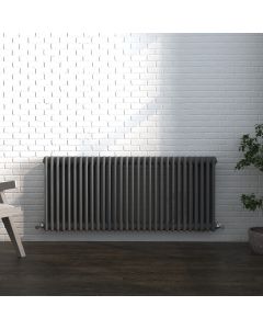 Vintage Traditional Horizontal 3 Column Radiator -600Hx1355W - Anthracite