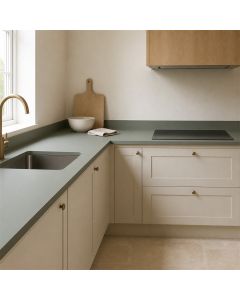 Verde Kitami FENIX NTM worktop 0794 fitted in a kitchen - ultra matt soft green surface