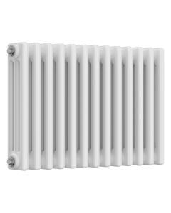 White 3 column radiator 400mm high x 605mm wide. Traditional cast iron style horizontal radiator from DUSC Columns