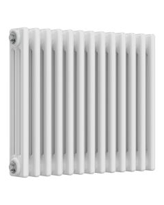White 3 column radiator 500mm high x 605mm wide. Traditional cast iron style horizontal radiator from DUSC Columns