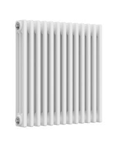 White 3 column radiator 600mm high x 605mm wide. Traditional cast iron style horizontal radiator from DUSC Columns