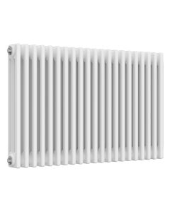 White 3 column radiator 600mm high x 965mm wide. Traditional cast iron style horizontal radiator from DUSC Columns