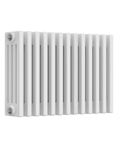 White 4 column radiator 400mm high x 605mm wide. Traditional cast iron style horizontal radiator from DUSC Columns