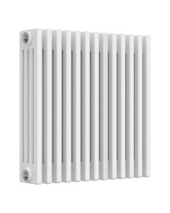 White 4 column radiator 600mm high x 605mm wide. Traditional cast iron style horizontal radiator from DUSC Columns