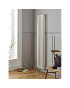 1800 x 515mm 3 column vertical radiator in gloss white - grey panelled room by a sash window - Kartell Laser Klassic