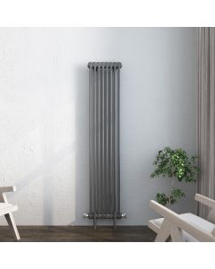 Vintage Traditional Vertical Double Column Radiator  - 1800Hx372W - Anthracite