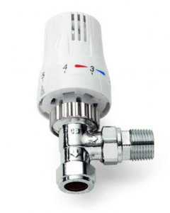 10mm TRV Thermostatic Radiator Valve Angled (Style) (15mm to 10mm Reducer Included)