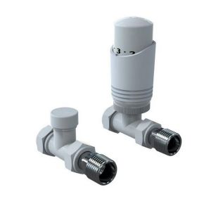 Kartell Design White Straight TRV Radiator Valve Twin Pack (WT-TRV201S)