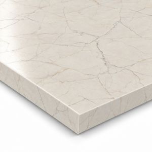 Aura Marble Formica Aria worktop F9669 - semi gloss white square-edged slab