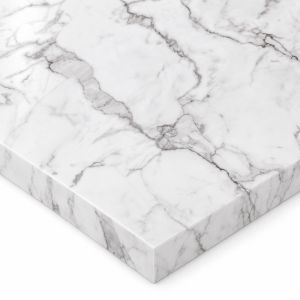 Calacatta Marble Formica Aria worktop F3460 - semi gloss white square-edged slab