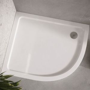 DUSC Eco-Stone Resin Offset Quad Shower Tray RH 1000 X 800 — White 30mm Low Profile