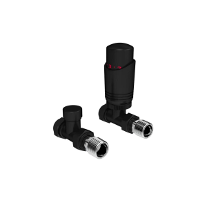 Kartell K-Rad Design Twin Pack TRV Black Straight Radiator Valves