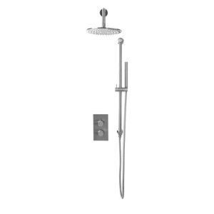 DUSC Core Concealed Shower Set with Riser Rail (Valve, Drencher Head & Handset) - Chrome