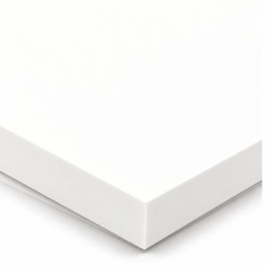 Plain White solid surface worktop - square-edged satin board - Coreluxe Arctic White