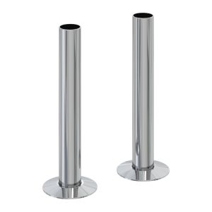 Reina 130mm polished chrome radiator pipe sleeve kit – two pipe sleeves and floor collars for hiding exposed copper pipes