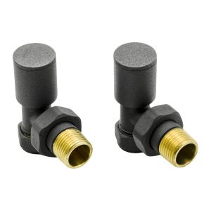 Reina Portland angled valves in anthracite grey for radiators and towel rails