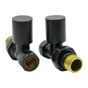 Reina Portland straight radiator valve pair in a matt black finish