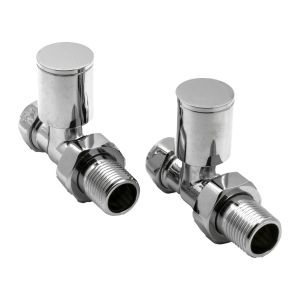 Reina Portland straight radiator valves in polished chrome
