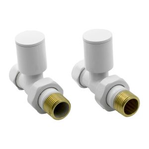 White Reina Portland straight radiator valves for central heating pipework