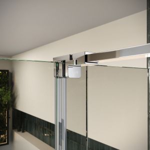 800mm shower side panel in chrome - top rail corner connector - DUSC Momentum - Scudo Momentum alternative