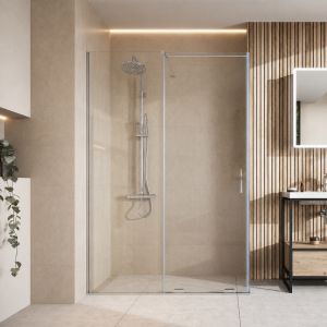 1700mm sliding shower door in chrome - 8mm glass - lifestyle view - DUSC Momentum - Scudo Momentum alternative
