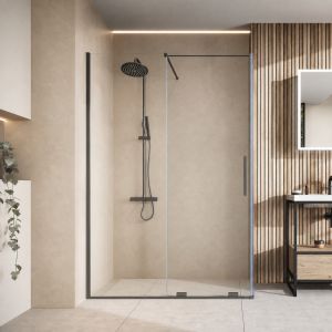 1600mm sliding shower door in gunmetal - 8mm glass - lifestyle view - DUSC Momentum - Scudo Momentum alternative