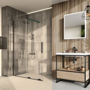 1600mm sliding shower door in black - 8mm glass - lifestyle view - DUSC Momentum - Scudo Momentum alternative