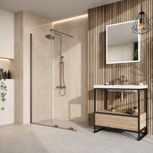 800mm shower side panel in brushed bronze - 8mm glass corner enclosure - DUSC Momentum - Scudo Momentum alternative