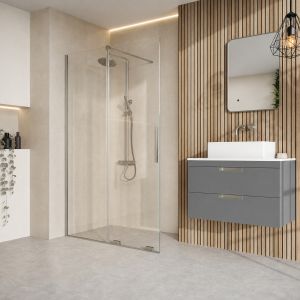 800mm shower side panel in brushed nickel - 8mm glass corner enclosure - DUSC Momentum - Scudo Momentum alternative