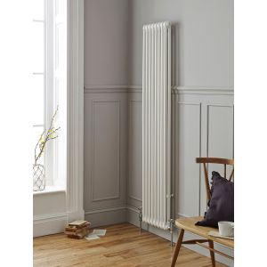 1800 x 335mm 2 column vertical radiator in gloss white - grey panelled room by a sash window - Kartell Laser Klassic