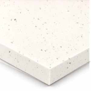 White Quartz Effect solid surface worktop - square-edged satin board - Coreluxe Sahara Ivory
