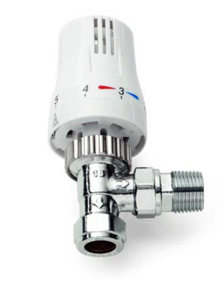 10mm TRV Thermostatic Radiator Valve Angled (Style) (15mm to 10mm .